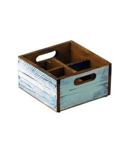 Turquoise Wood Condiment Box 4 Compartments