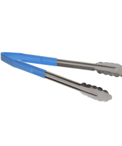 12″ Blue Vinyl Coated Utility Tongs Stainless Steel