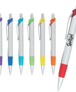 Pen plastic silver barrel with coloured trim Apollo silver