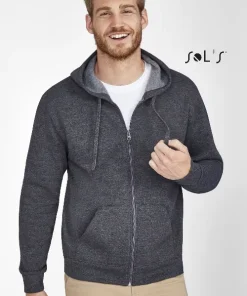 Hoodie UNISEX 50% cotton 50% polyester  zippered STONE