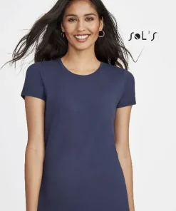 T shirt Women’s round neck Jersey 95% semi combed ring spun cotton and 5% Elastane MILLENIUM