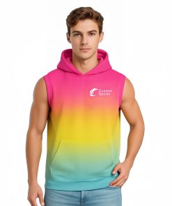 100% Polyester Micro Mesh Sublimated Sleeveless Hoodie With Pocket